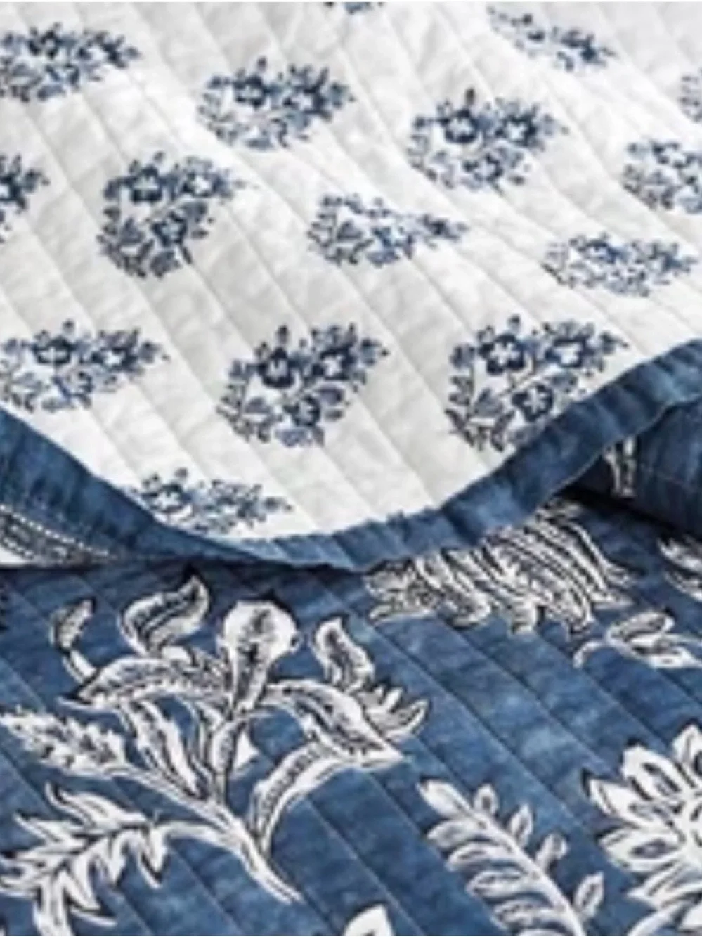 Blue Floral Quilted Comforter Set - EverGrace